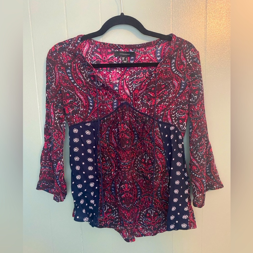 Atmosphere - Peasant Floral/Paisley Sheet Blouse - 2